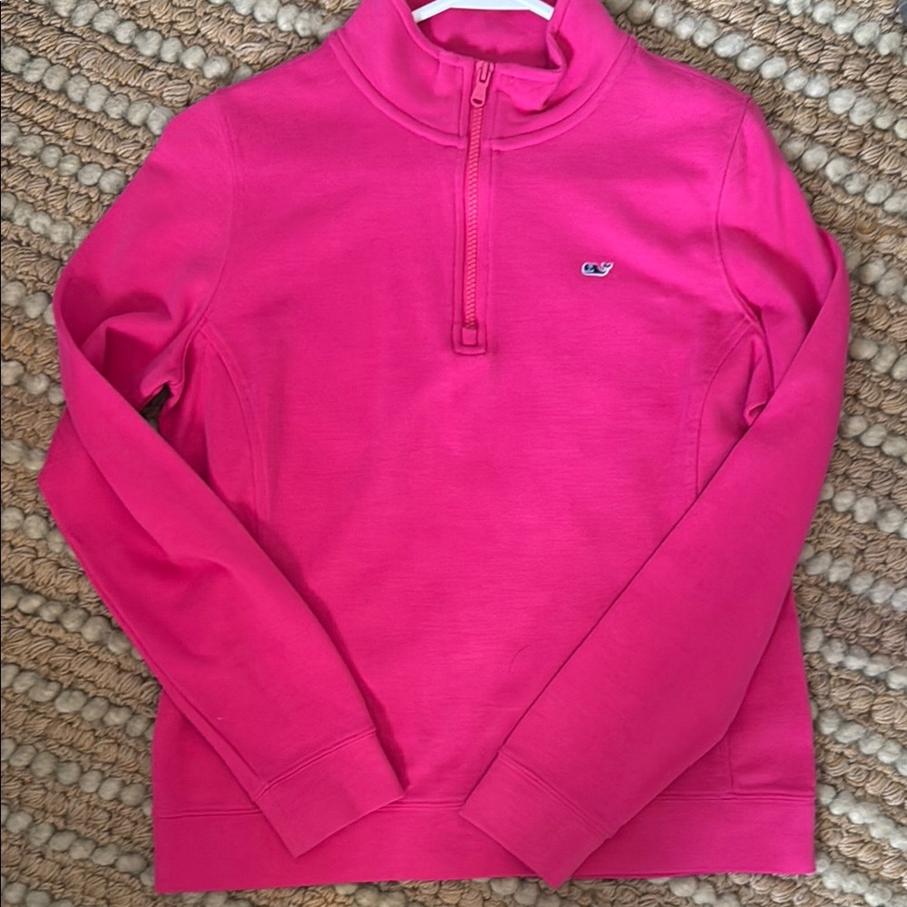 Set of 2 Vineyard Vines Quarter Zips- bright pink and light sea glass